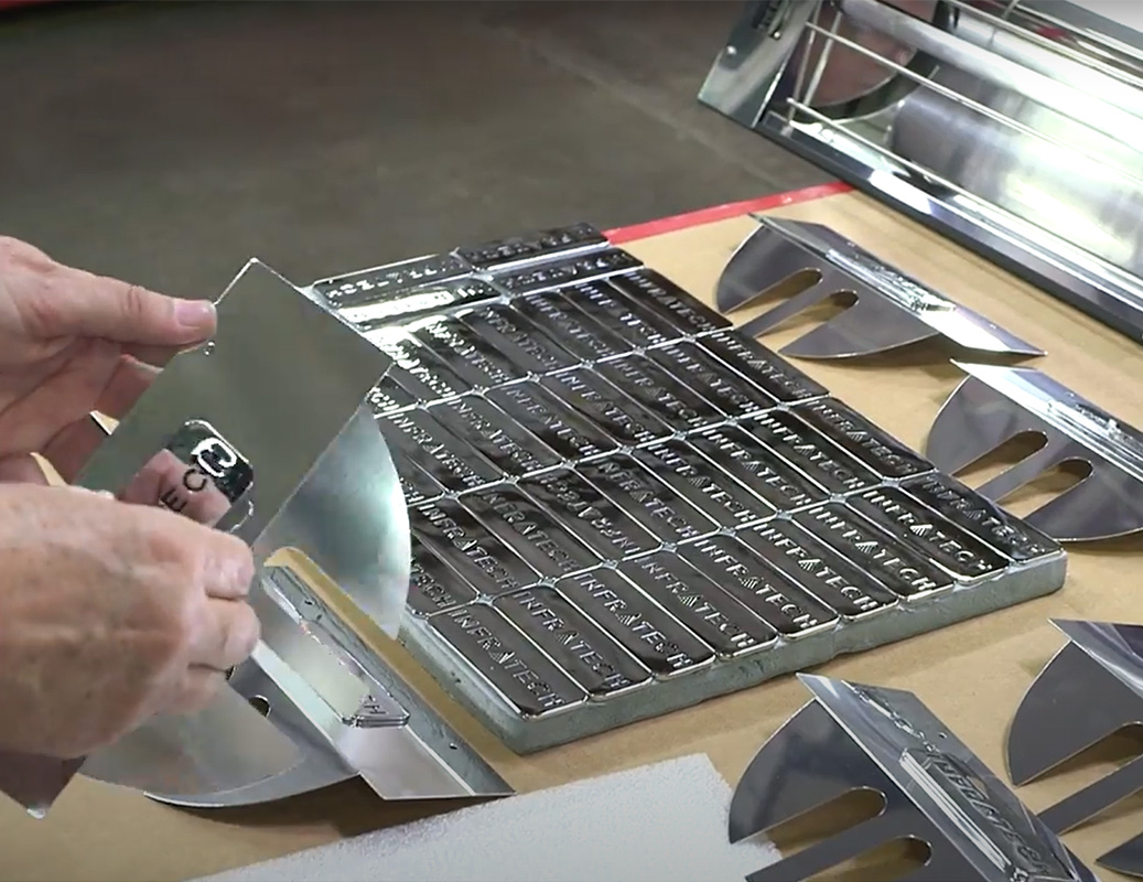 infratech logos in steel closeup